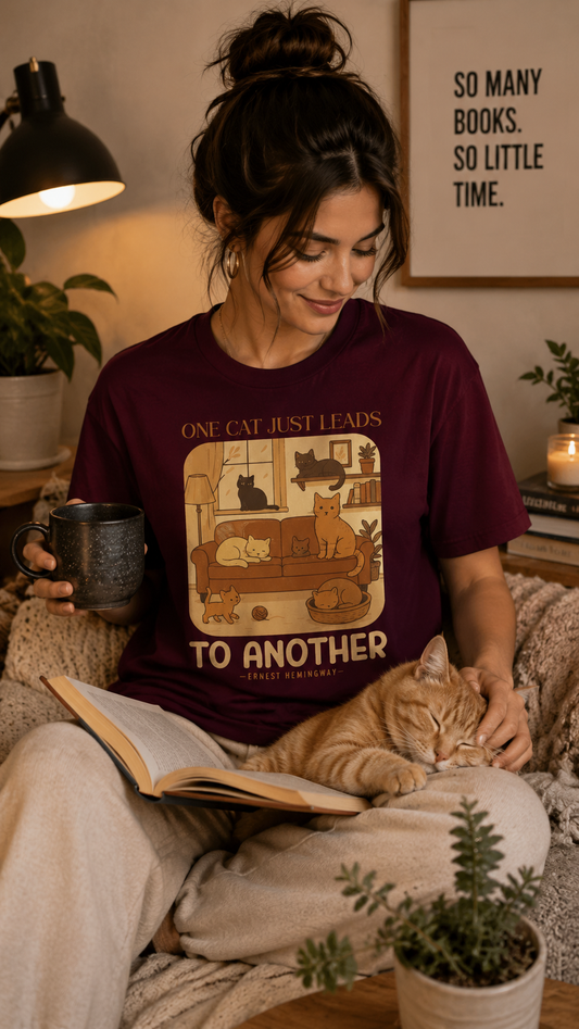 Vintage Cat Lover Shirt – “One Cat Just Leads to Another” Retro Cat Tee | Unisex classic tee