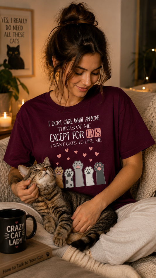 Funny Cat Lover Shirt – “I Want Cats to Like Me” Cute Cat Paw Graphic Tee | Unisex classic tee