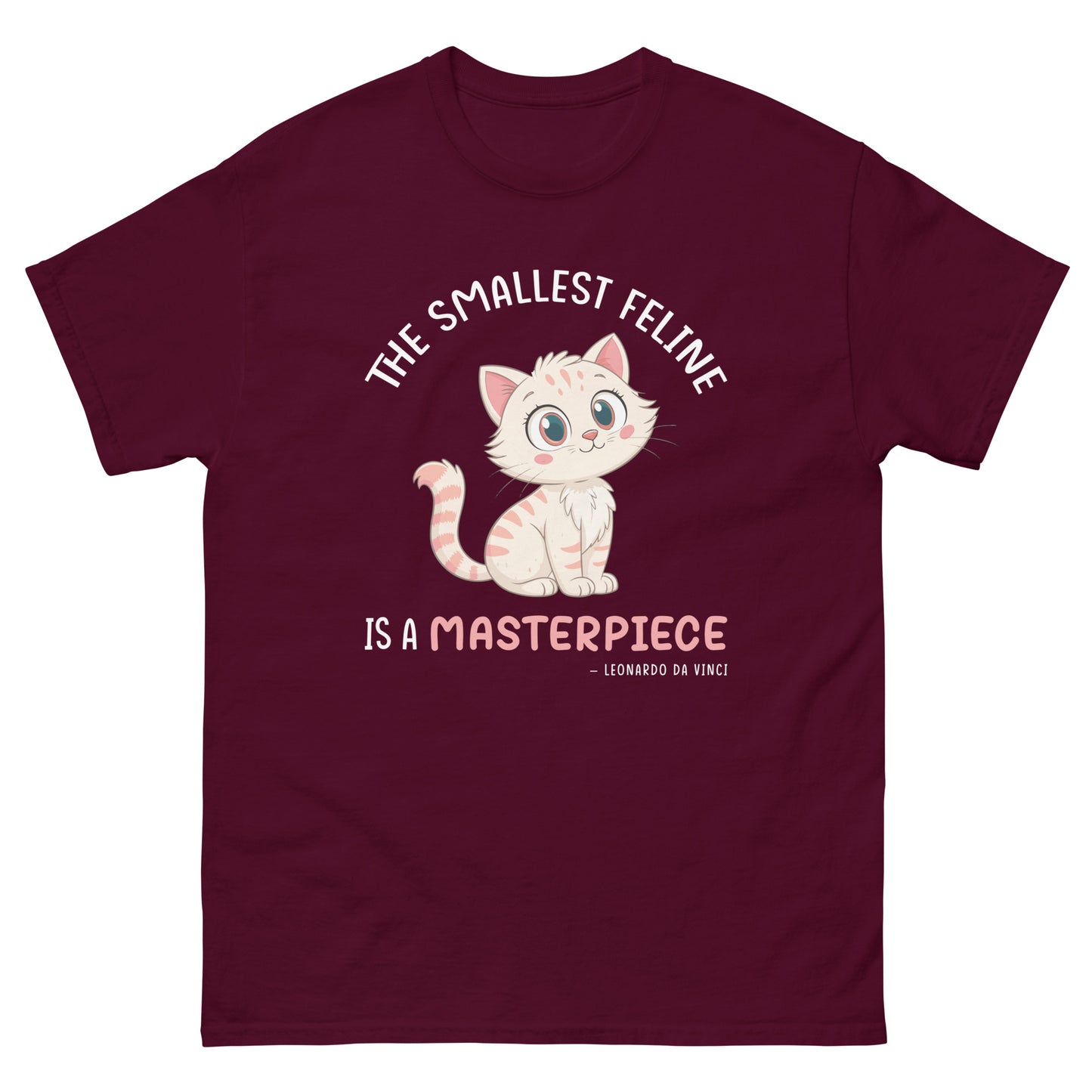 Cute kitten cat lover t-shirt with “The Smallest Feline Is a Masterpiece” quote