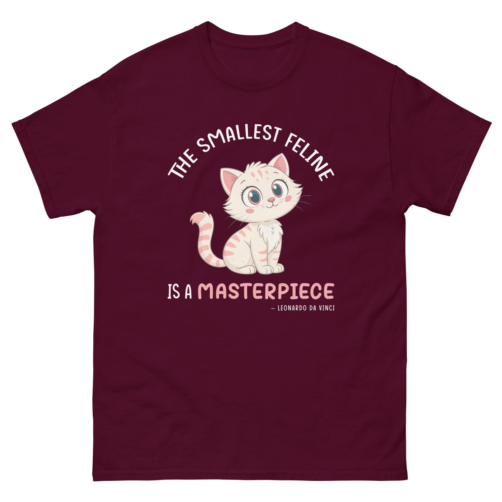 Cute kitten cat lover t-shirt with “The Smallest Feline Is a Masterpiece” quote